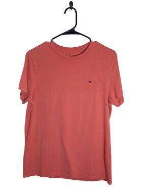 Tommy Hilfiger Mens Coral Red Crewneck Short-Sleeve T-Shirt Size S 100% Cotton
